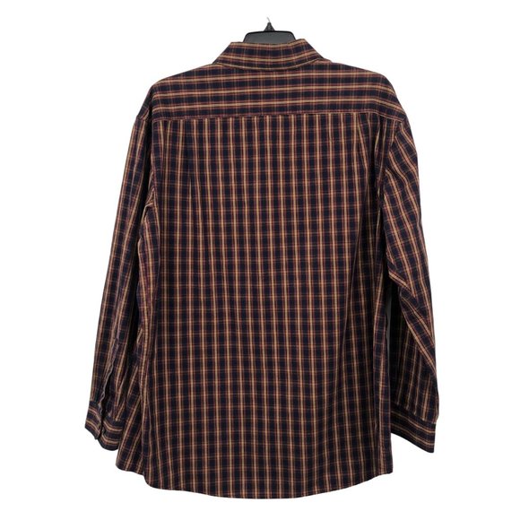 CE Schmidt Workwear Shirt Mens 2XLT Tall Used Navy Brown Tan Plaid - Picture 2 of 14